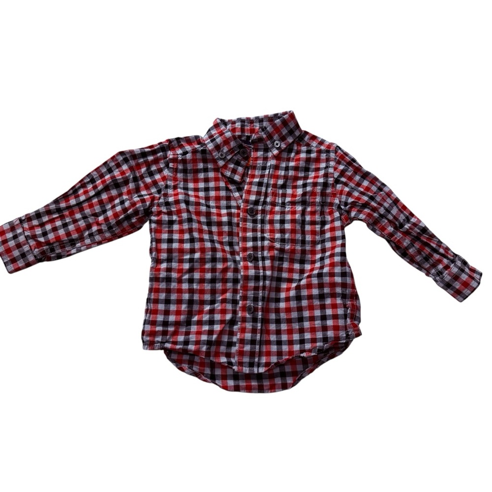 The Children’s Place Baby Plaid Button-Up Shirt Red, White & Black Size 12–18M